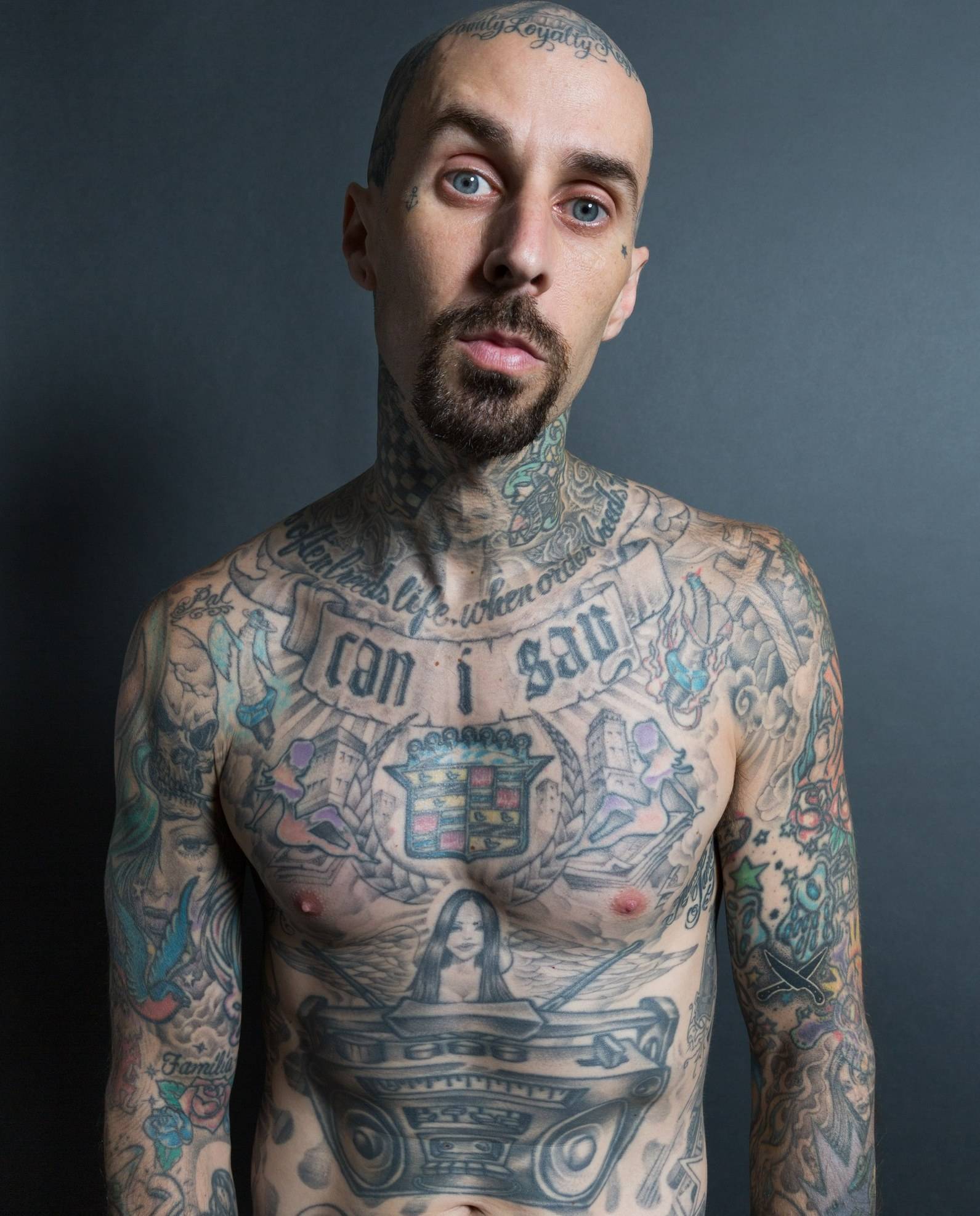 Travis barker's mother gave him his first drum kit at age four. 