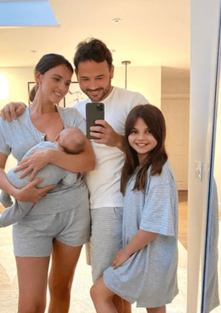 Ryan Thomas with Lucy Mecklenburgh and her baby Roman and Ryan's daughter Scarlett