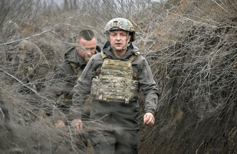 Volodymyr Zelensky visits positions of armed forces near the frontline with Russian-backed separatists