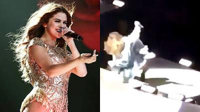 Embarrassing moment!  Selena Gomez falls during a concert (VIDEO)